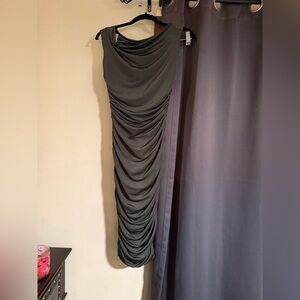 Elegant Dark Green Ruched Dress